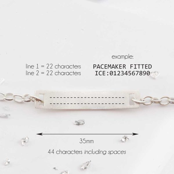 Planished sterling silver Medical ID bracelet