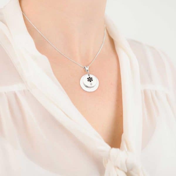 Double disc crystal medical ID necklace
