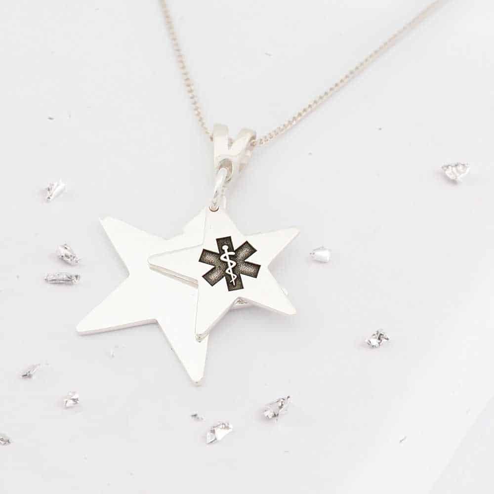 Double Star Medical Alert Necklace