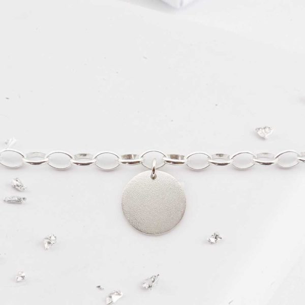 Silver Crystal disc and silver bead medical ID bracelet