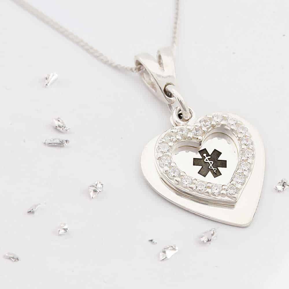 Heart Shaped Crystal Pendant | Medical Alert Jewellery