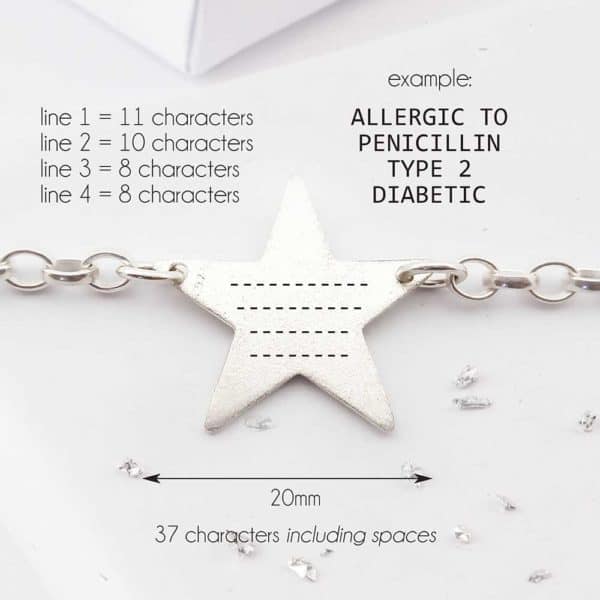 Star Chain Linked Medical Alert Bracelet