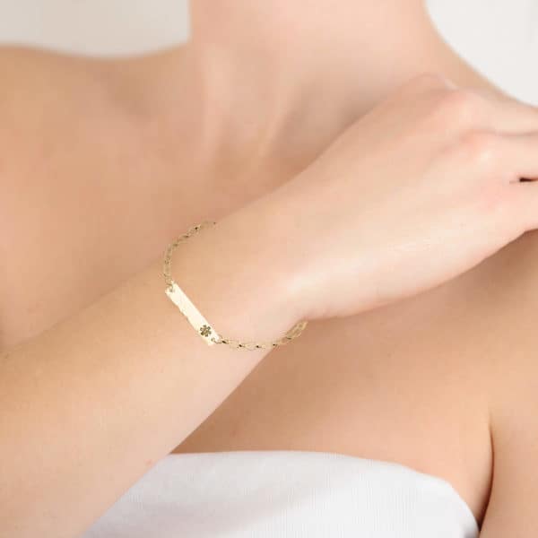 9ct Yellow Gold Planished ID Bracelet
